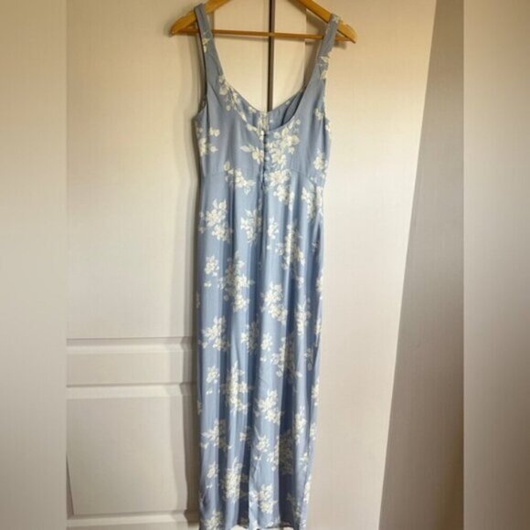 NEW Reformation Reverie Long Dress Bijou Light Blue Floral | US 4 UK 8 - Picture 13 of 16